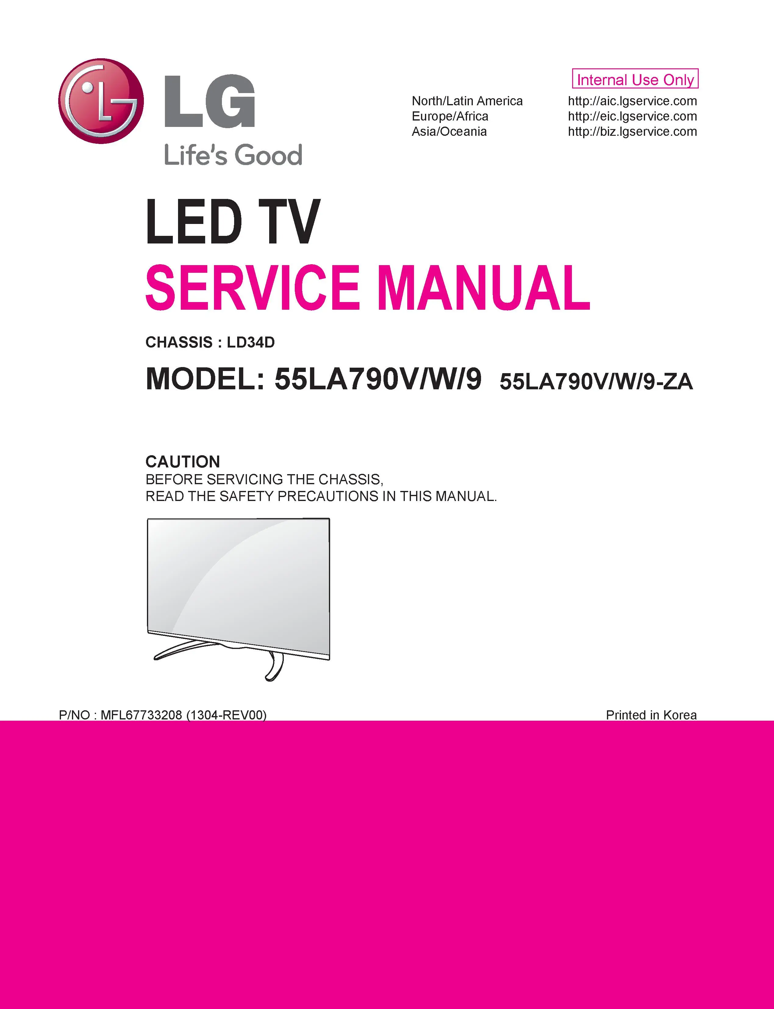 Lg 55la790v service manual cover with photo's of Beko dryers, model code and contents