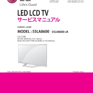 Lg 55la8600 ja service manual cover with photo's of Beko dryers, model code and contents