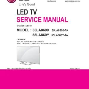 Lg 55la8600 ta service manual cover with photo's of Beko dryers, model code and contents