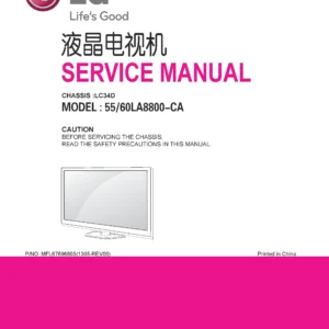 Lg 55la8800 60la8800 ca service manual cover with photo's of Beko dryers, model code and contents
