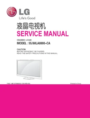 Lg 55la8800 60la8800 ca service manual cover with photo's of Beko dryers, model code and contents