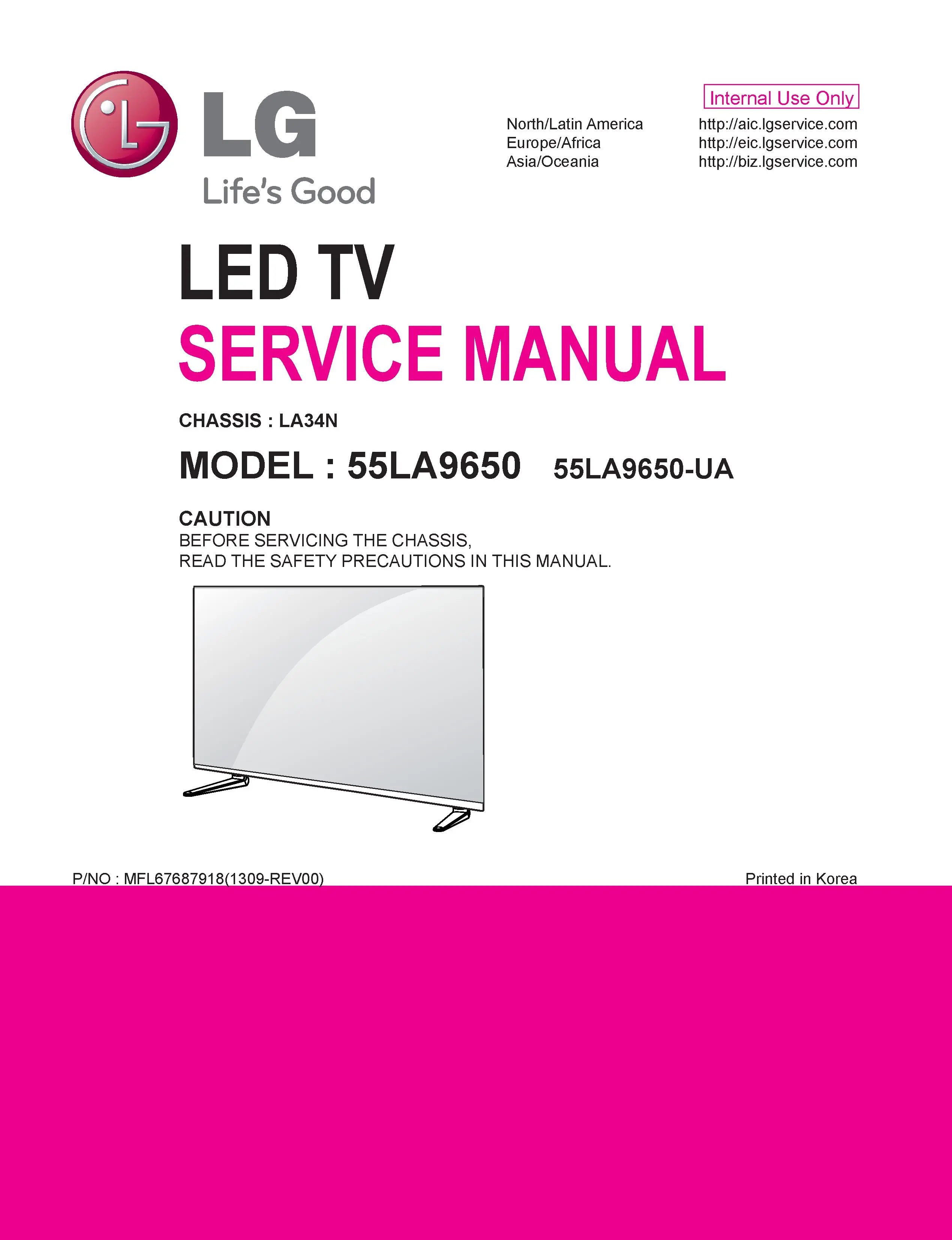 Lg 55la9650 ua service manual cover with photo's of Beko dryers, model code and contents