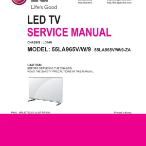 Lg 55la965v service manual cover with photo's of Beko dryers, model code and contents