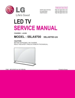 Lg 55la9700 ua service manual cover with photo's of Beko dryers, model code and contents
