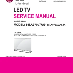 Lg 55la970v service manual cover with photo's of Beko dryers, model code and contents