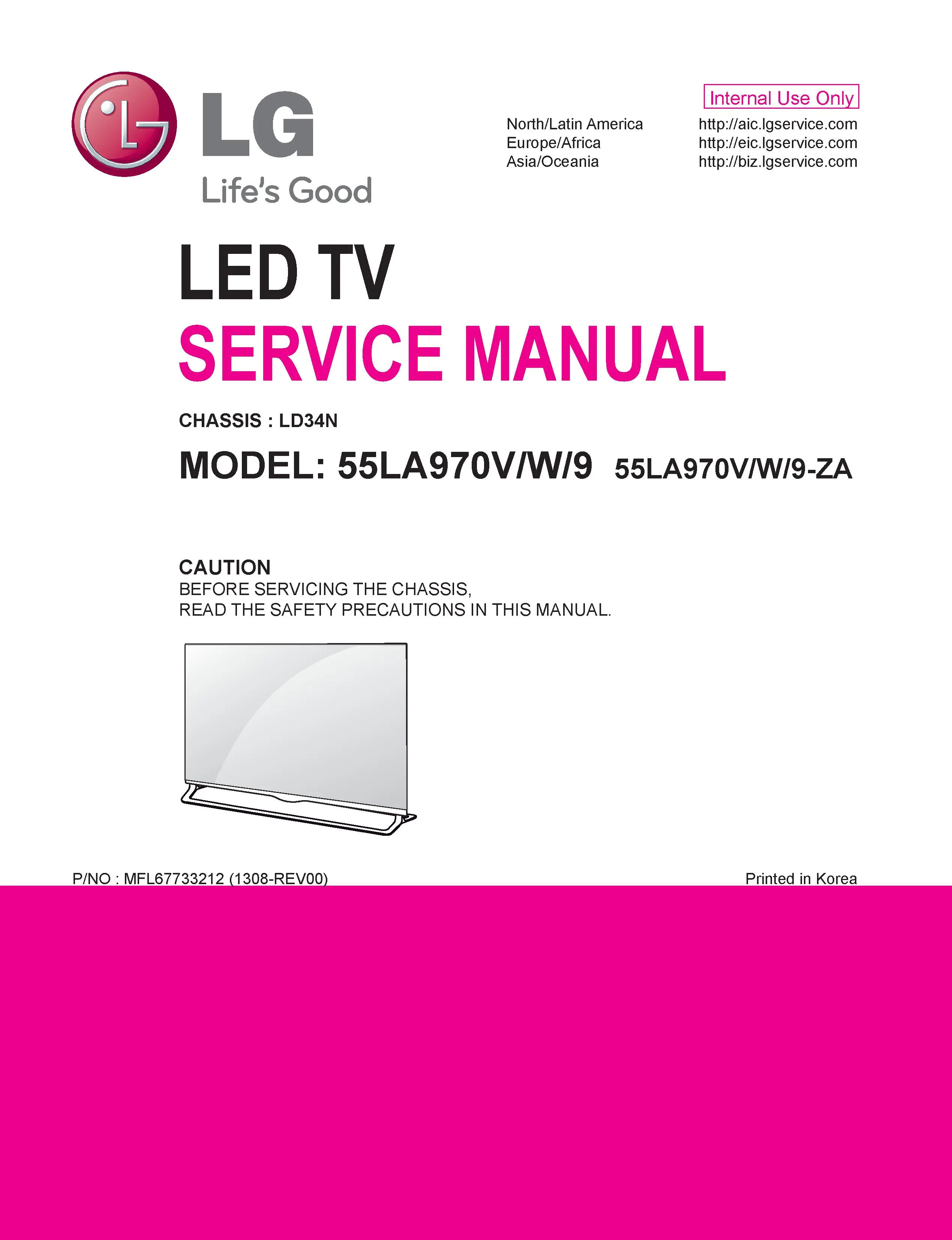 Lg 55la970v service manual cover with photo's of Beko dryers, model code and contents