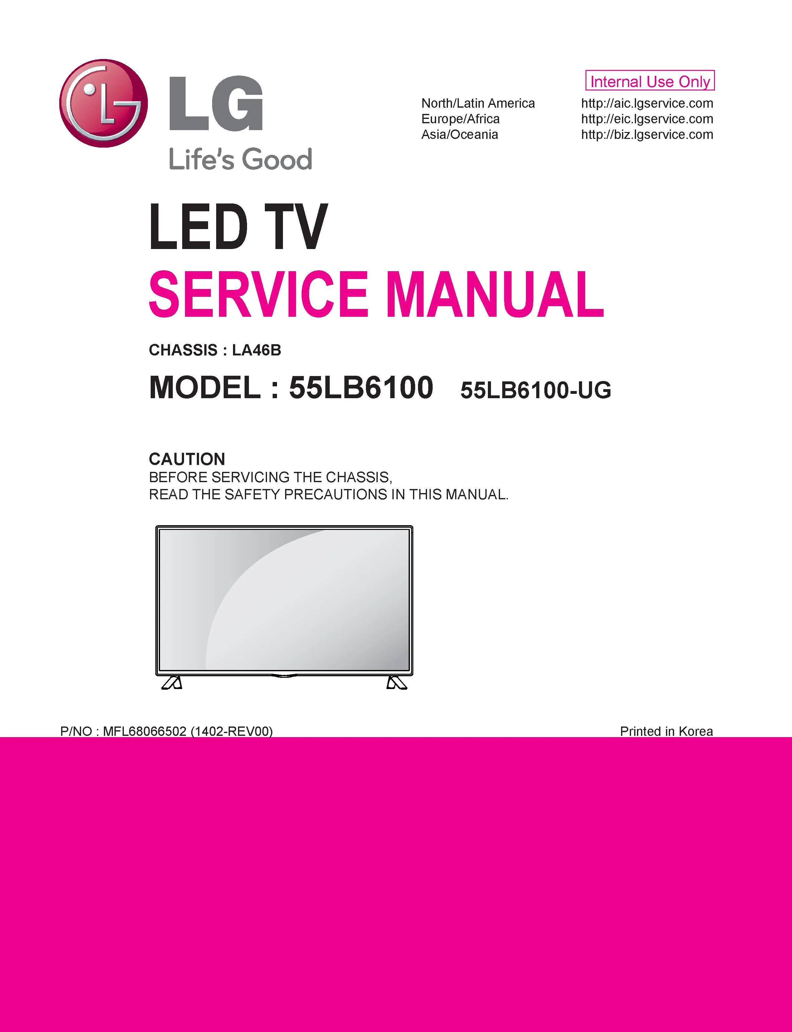 Lg 55lb6100 service manual cover with photo's of Beko dryers, model code and contents