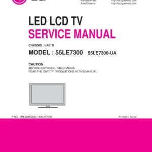 Lg 55le7300 55le7300 ua service manual cover with photo's of Beko dryers, model code and contents
