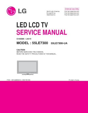 Lg 55le7300 55le7300 ua service manual cover with photo's of Beko dryers, model code and contents