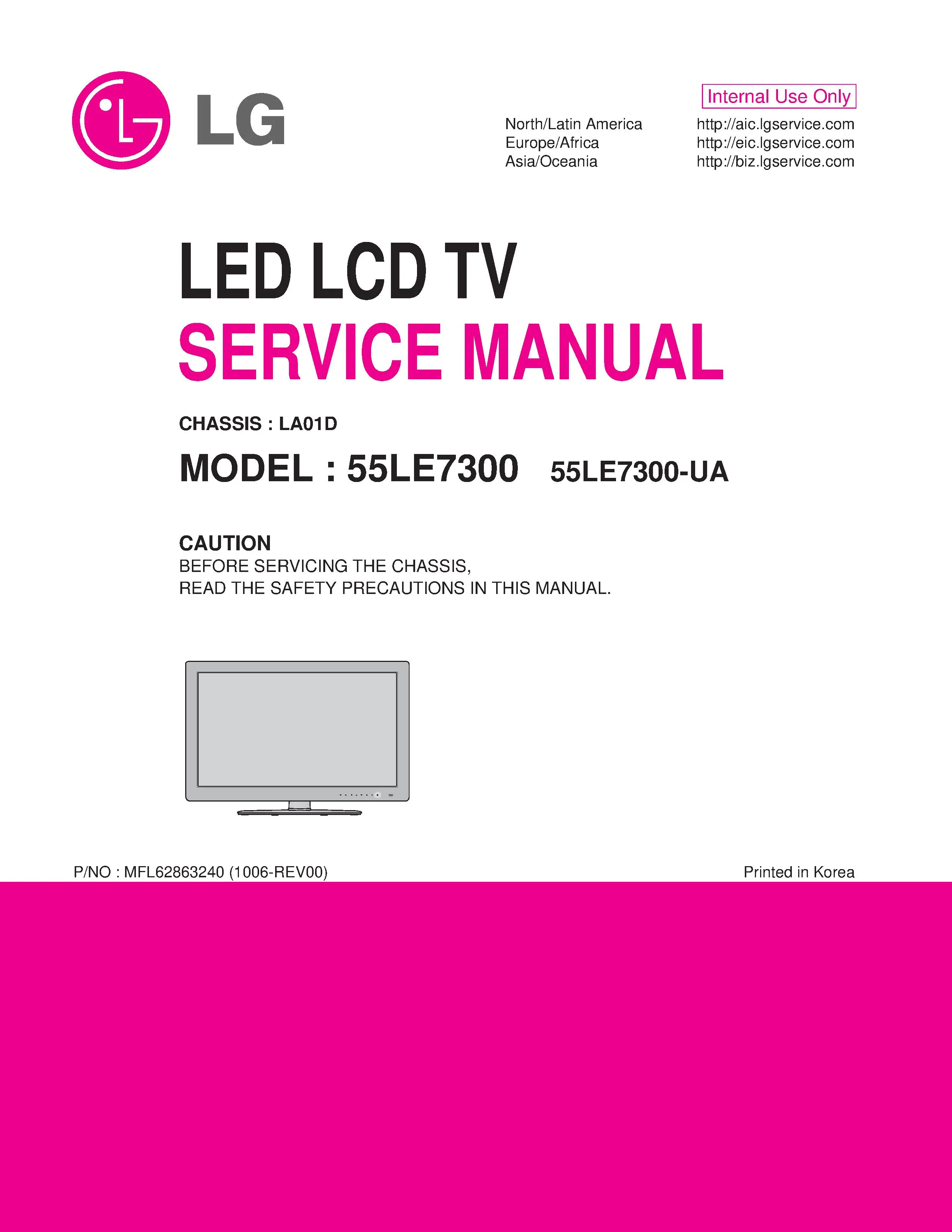 Lg 55le7300 55le7300 ua service manual cover with photo's of Beko dryers, model code and contents