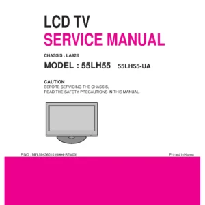 Lg 55lh55 55lh55 ua service manual cover with photo's of Beko dryers, model code and contents