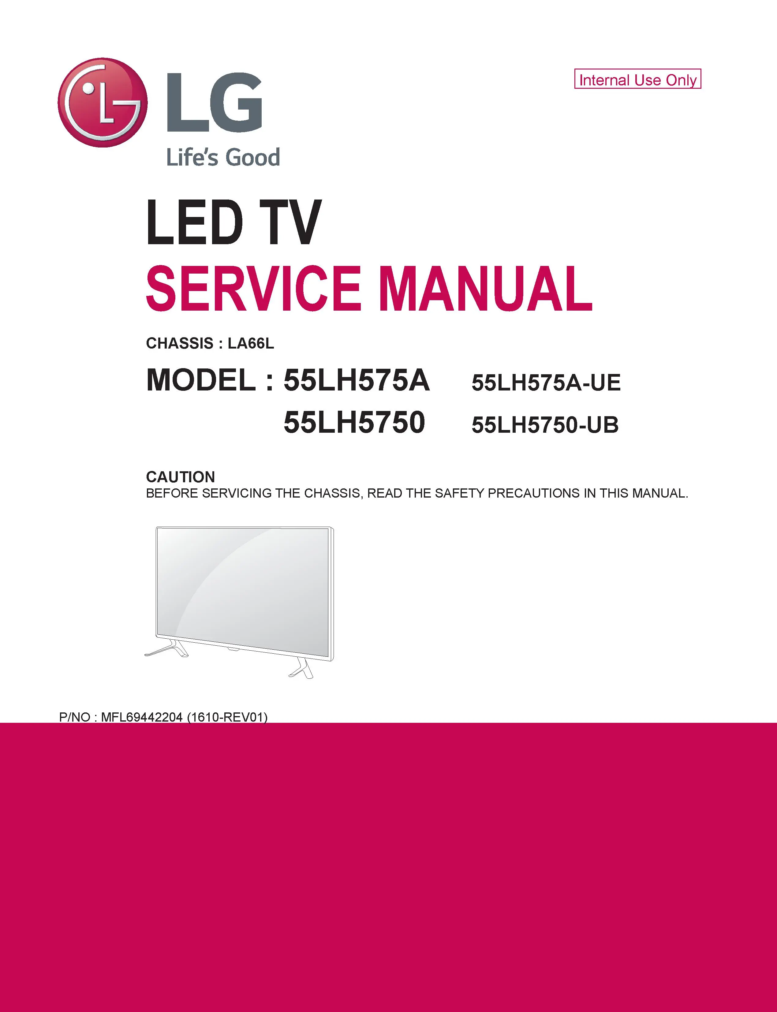 Lg 55lh575a service manual cover with photo's of Beko dryers, model code and contents