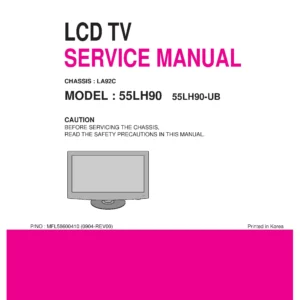 Lg 55lh90 55lh90 ub service manual cover with photo's of Beko dryers, model code and contents