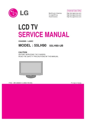 Lg 55lh90 55lh90 ub service manual cover with photo's of Beko dryers, model code and contents