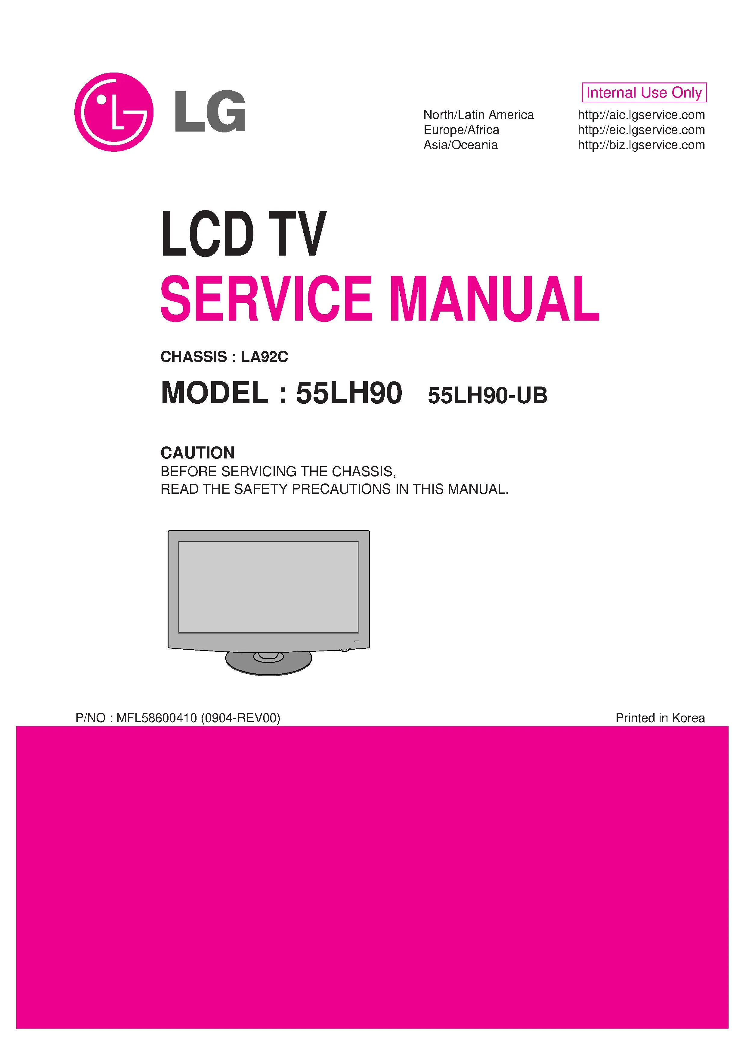Lg 55lh90 55lh90 ub service manual cover with photo's of Beko dryers, model code and contents