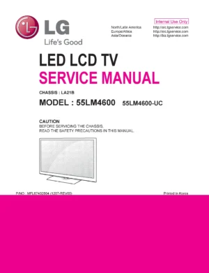 Lg 55lm4600 uc service manual cover with photo's of Beko dryers, model code and contents