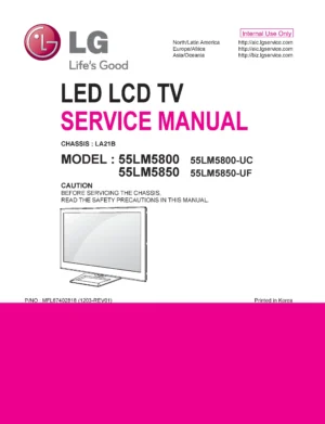 Lg 55lm5800 uc service manual cover with photo's of Beko dryers, model code and contents