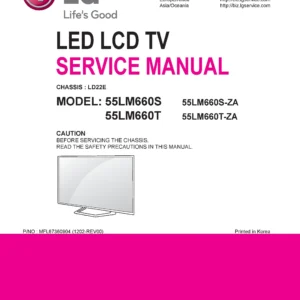 Lg 55lm660t service manual cover with photo's of Beko dryers, model code and contents