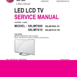 Lg 55lm7600 at service manual cover with photo's of Beko dryers, model code and contents