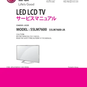 Lg 55lm7600 ja service manual cover with photo's of Beko dryers, model code and contents