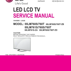 Lg 55lm760s service manual cover with photo's of Beko dryers, model code and contents