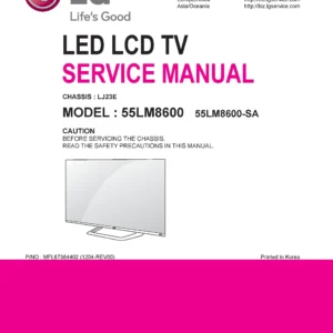 Lg 55lm8600 sa service manual cover with photo's of Beko dryers, model code and contents