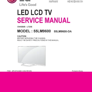 Lg 55lm9600 da service manual cover with photo's of Beko dryers, model code and contents