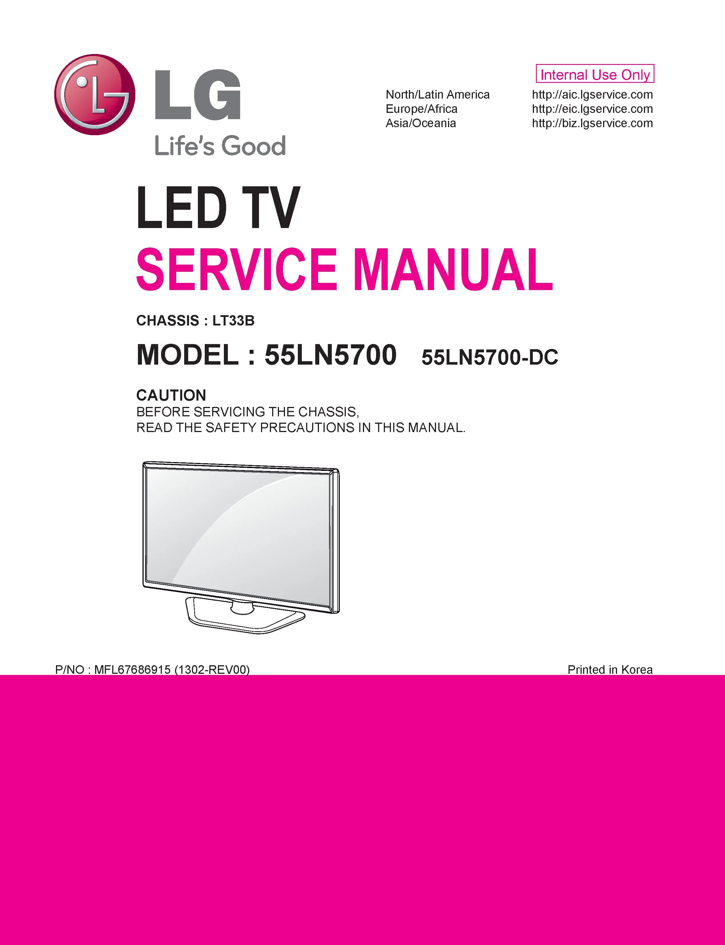 Lg 55ln5700 dc service manual cover with photo's of Beko dryers, model code and contents