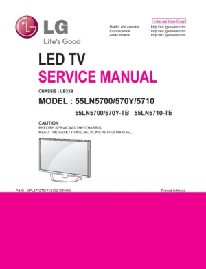 Lg 55ln5700 tb service manual cover with photo's of Beko dryers, model code and contents