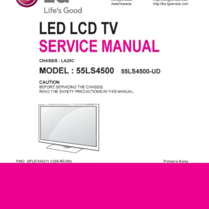 Lg 55ls4500 service manual cover with photo's of Beko dryers, model code and contents