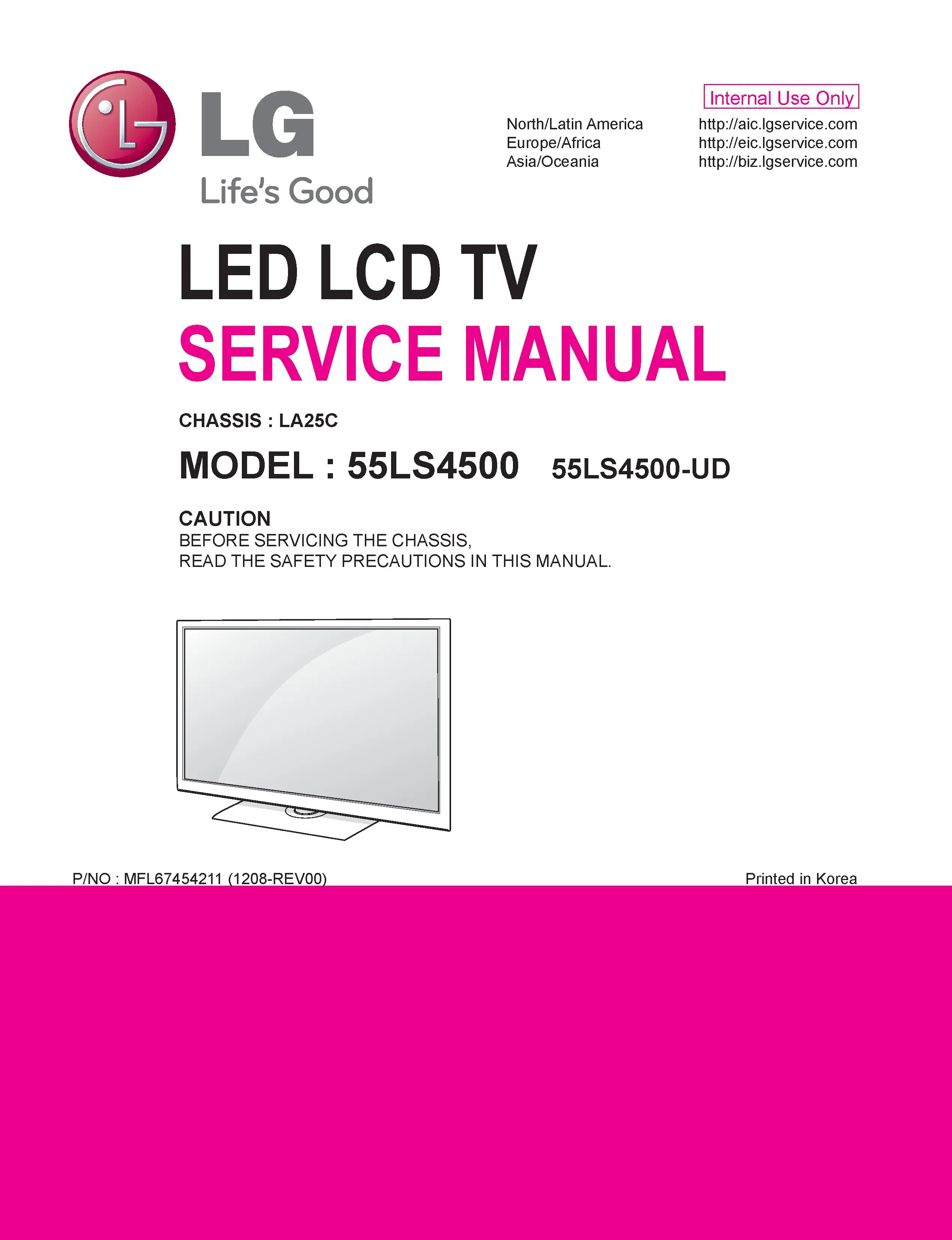 Lg 55ls4500 service manual cover with photo's of Beko dryers, model code and contents