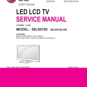 Lg 55ls5700 db service manual cover with photo's of Beko dryers, model code and contents