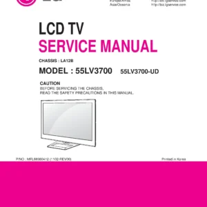Lg 55lv3700 service manual cover with photo's of Beko dryers, model code and contents