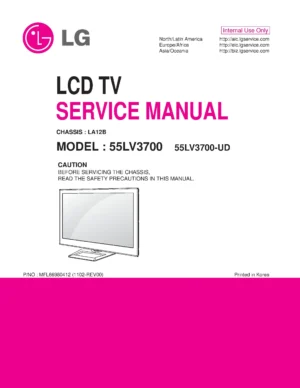 Lg 55lv3700 service manual cover with photo's of Beko dryers, model code and contents