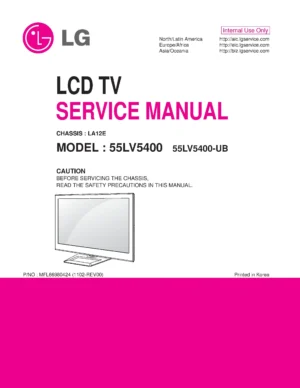 Lg 55lv5400 ub service manual cover with photo's of Beko dryers, model code and contents