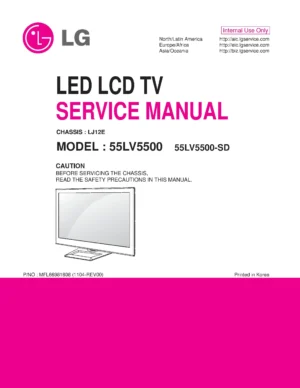 Lg 55lv5500 sd service manual cover with photo's of Beko dryers, model code and contents