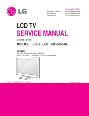Lg 55lv5500 ua service manual cover with photo's of Beko dryers, model code and contents