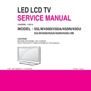 Lg 55lw4500 55lw450a 55lw450n 55lw450u service manual cover with photo's of Beko dryers, model code and contents