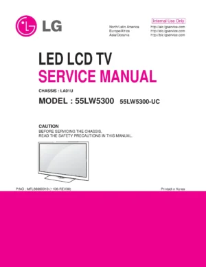Lg 55lw5300 uc service manual cover with photo's of Beko dryers, model code and contents