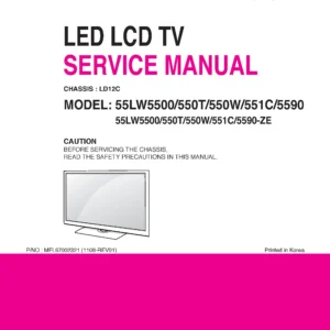 Lg 55lw550t service manual cover with photo's of Beko dryers, model code and contents