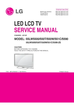 Lg 55lw550t service manual cover with photo's of Beko dryers, model code and contents