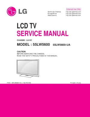 Lg 55lw5600 55lw5600 ua service manual cover with photo's of Beko dryers, model code and contents