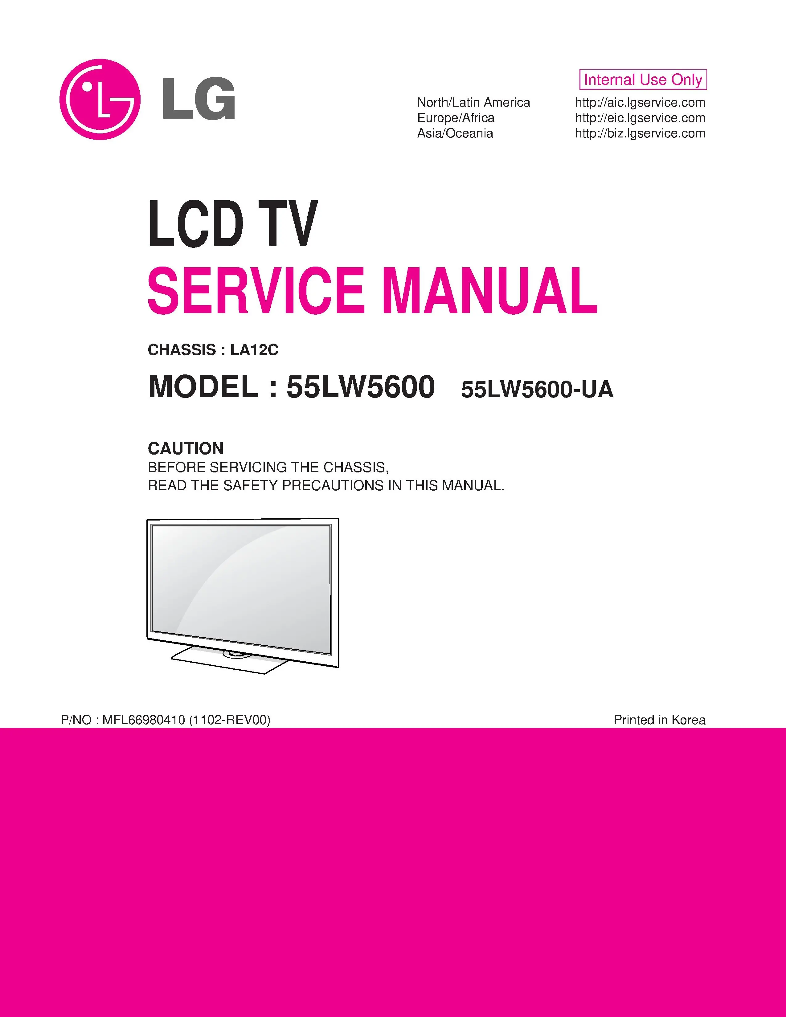 Lg 55lw5600 55lw5600 ua service manual cover with photo's of Beko dryers, model code and contents