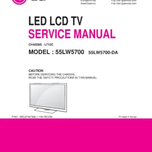 Lg 55lw5700 55lw5700 da service manual cover with photo's of Beko dryers, model code and contents