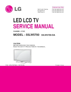 Lg 55lw5700 55lw5700 da service manual cover with photo's of Beko dryers, model code and contents