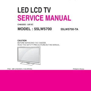 Lg 55lw5700 55lw5700 ta service manual cover with photo's of Beko dryers, model code and contents