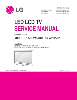 Lg 55lw5700 55lw5700 ue service manual cover with photo's of Beko dryers, model code and contents