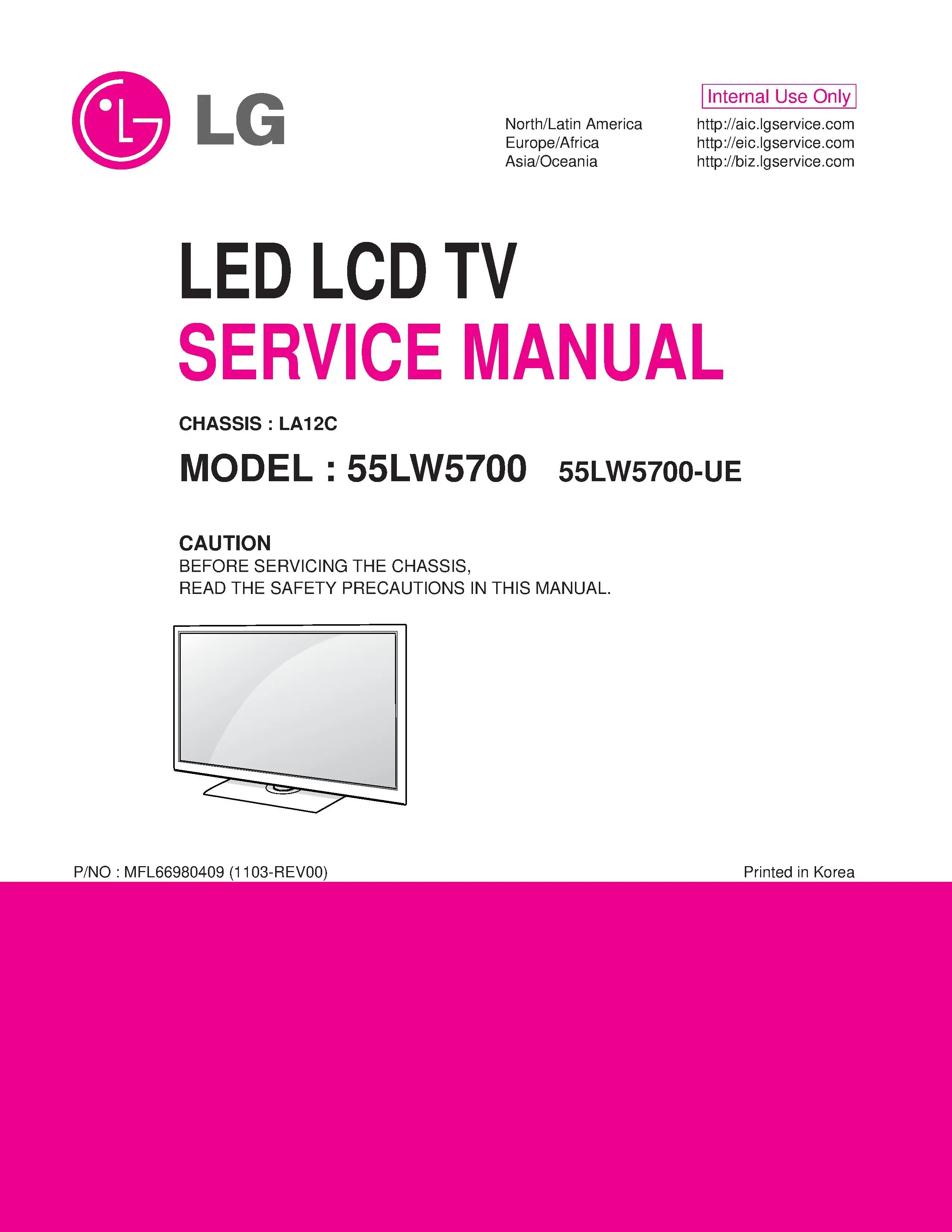 Lg 55lw5700 55lw5700 ue service manual cover with photo's of Beko dryers, model code and contents