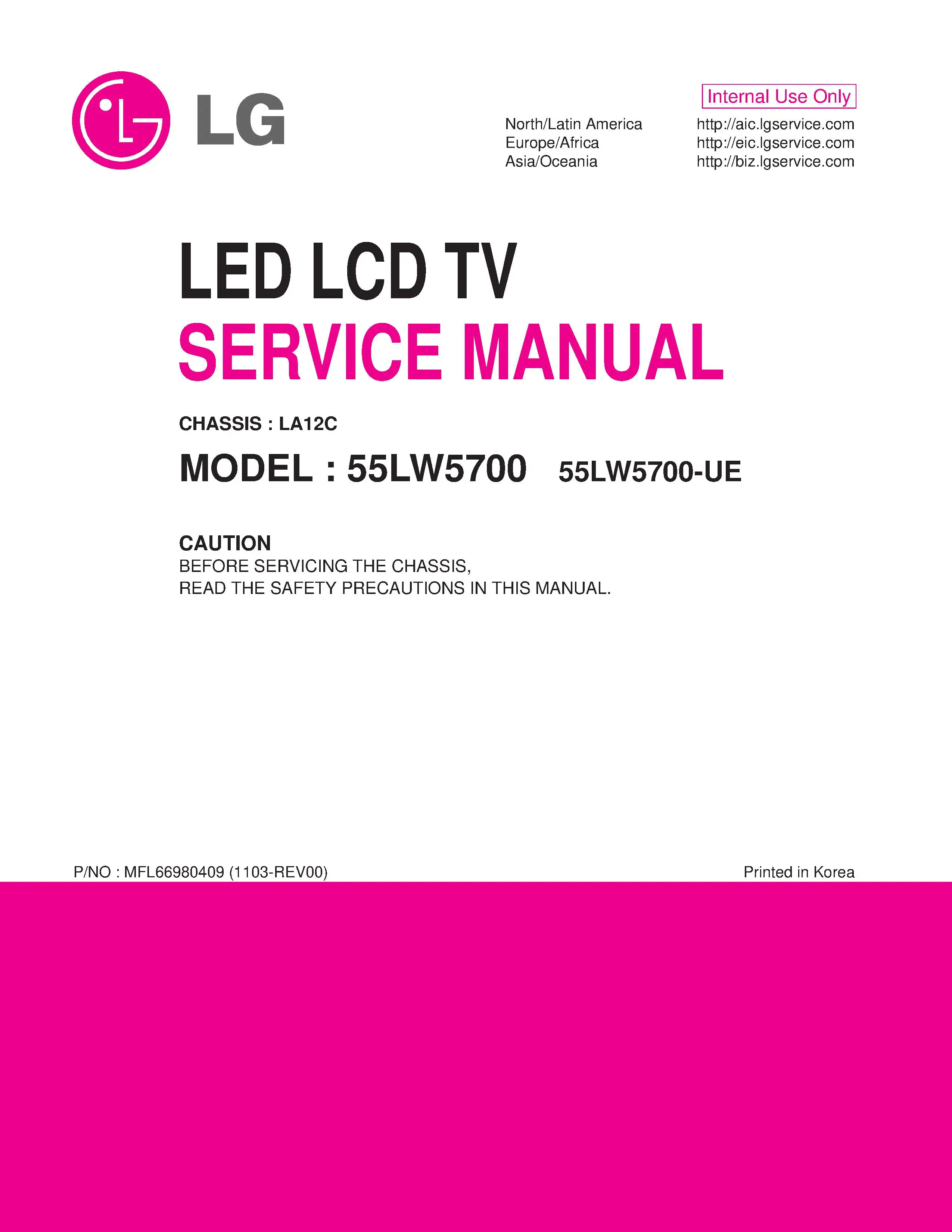 Lg 55lw5700 ue service manual cover with photo's of Beko dryers, model code and contents