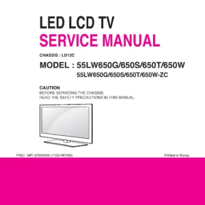 Lg 55lw650g 55lw650s 55lw650t 55lw650w service manual cover with photo's of Beko dryers, model code and contents